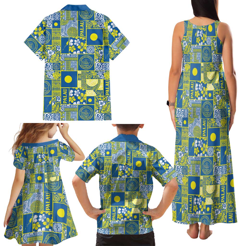 Palau Ungil Kurismas Family Matching Tank Maxi Dress and Hawaiian Shirt Pacific Patchwork Xmas Vibes LT9 - Polynesian Pride