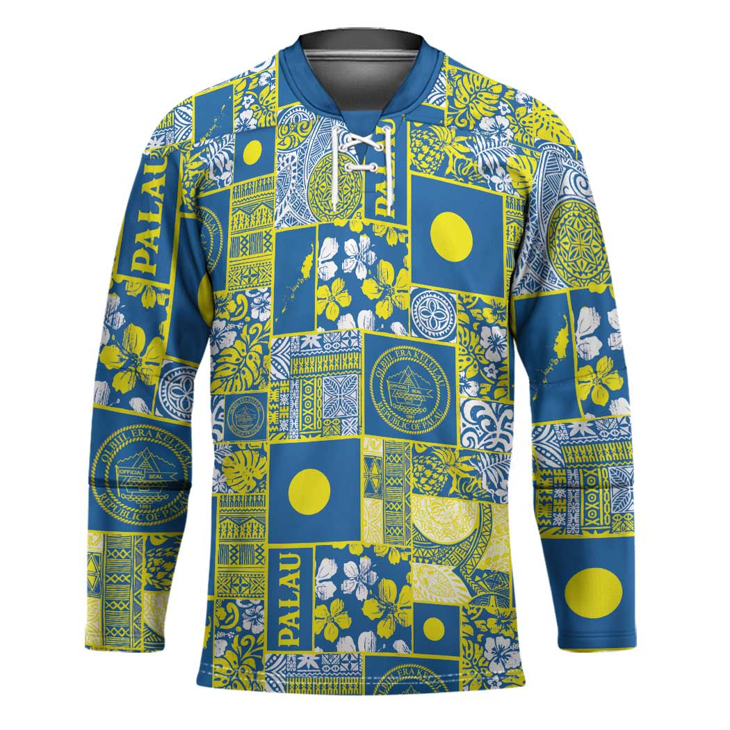 Palau Ungil Kurismas Hockey Jersey Pacific Patchwork Xmas Vibes - Polynesian Pride