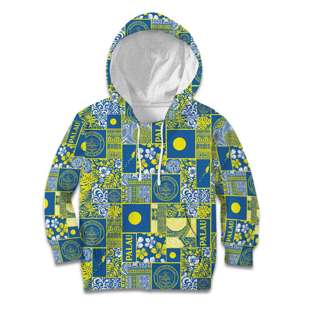 Palau Ungil Kurismas Kid Hoodie Pacific Patchwork Xmas Vibes - Polynesian Pride