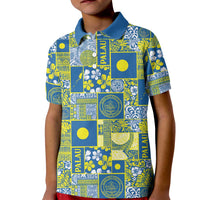 Palau Ungil Kurismas Kid Polo Shirt Pacific Patchwork Xmas Vibes - Polynesian Pride