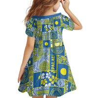 Palau Ungil Kurismas Kid Short Sleeve Dress Pacific Patchwork Xmas Vibes LT9 - Polynesian Pride