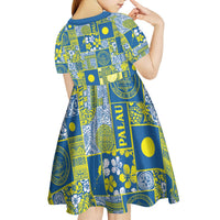 Palau Ungil Kurismas Kid Short Sleeve Dress Pacific Patchwork Xmas Vibes LT9 - Polynesian Pride