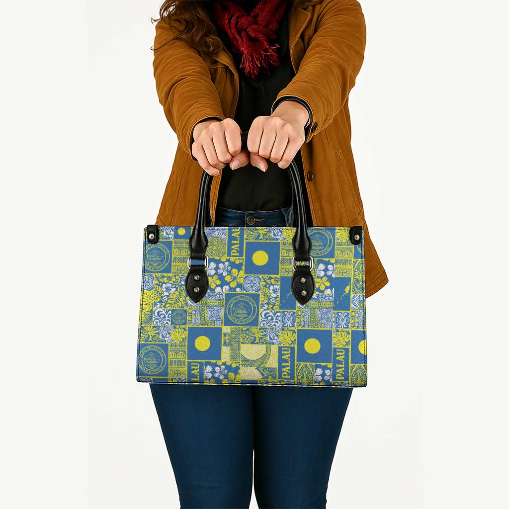 Palau Ungil Kurismas Leather Bag Pacific Patchwork Xmas Vibes - Polynesian Pride