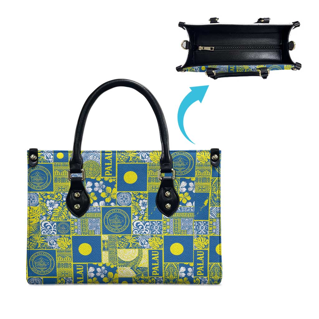 Palau Ungil Kurismas Leather Bag Pacific Patchwork Xmas Vibes - Polynesian Pride