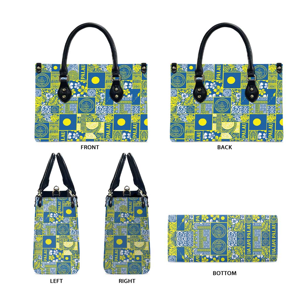 Palau Ungil Kurismas Leather Bag Pacific Patchwork Xmas Vibes - Polynesian Pride