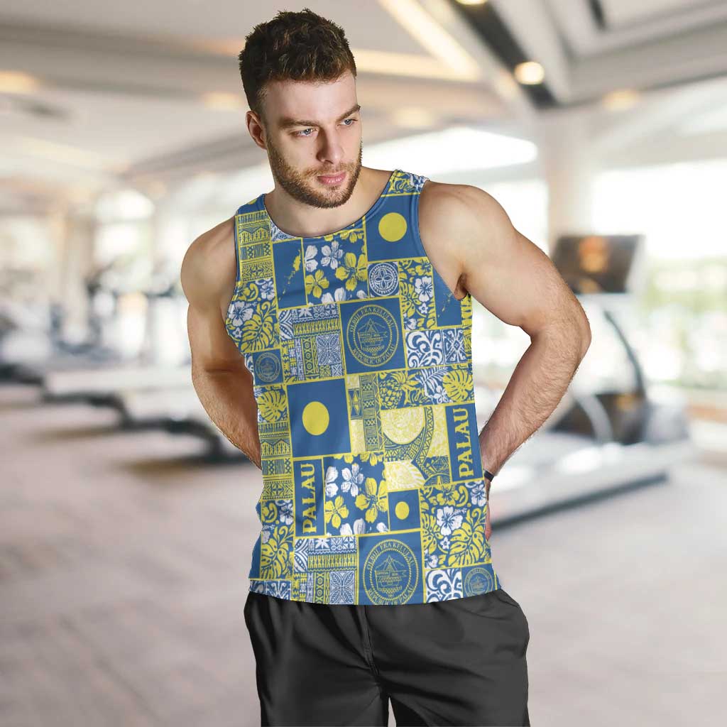 Palau Ungil Kurismas Men Tank Top Pacific Patchwork Xmas Vibes - Polynesian Pride
