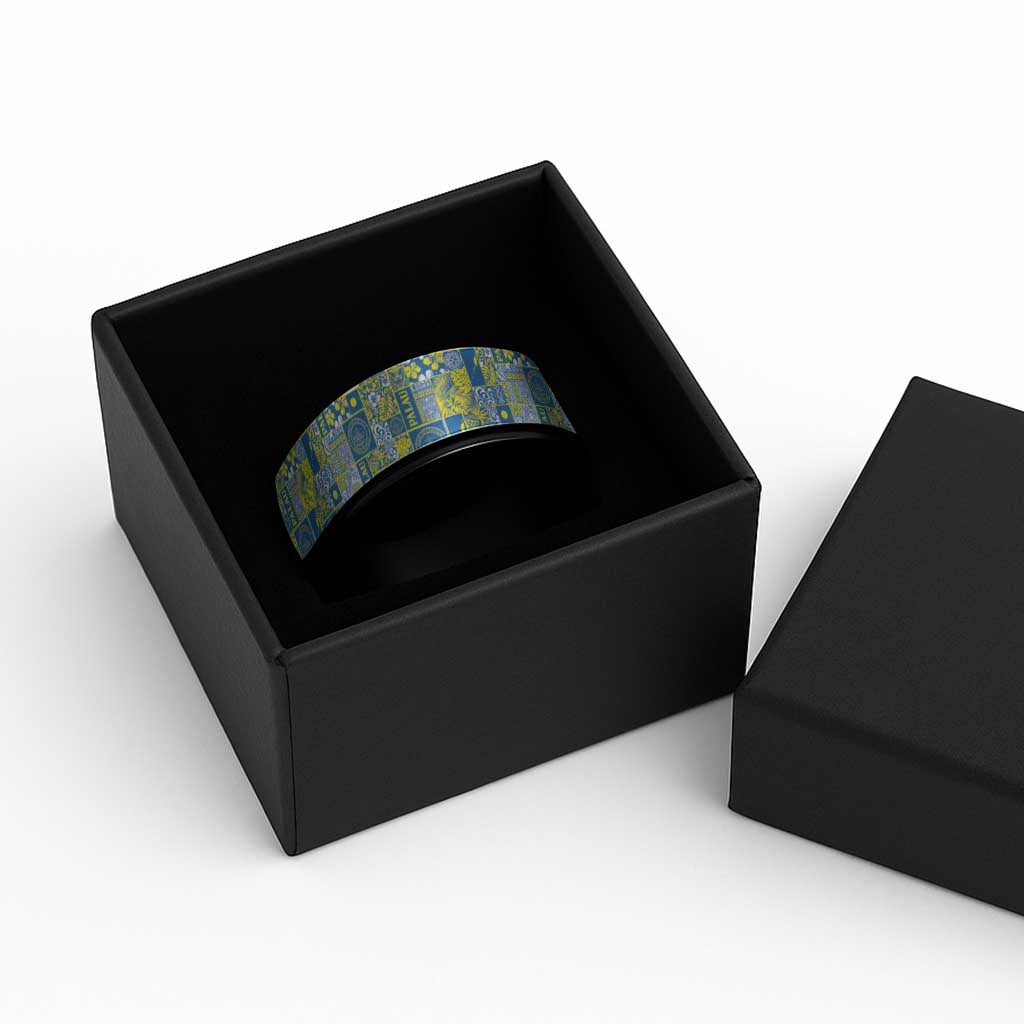 Palau Ungil Kurismas Spinner Ring Pacific Patchwork Xmas Vibes - Polynesian Pride