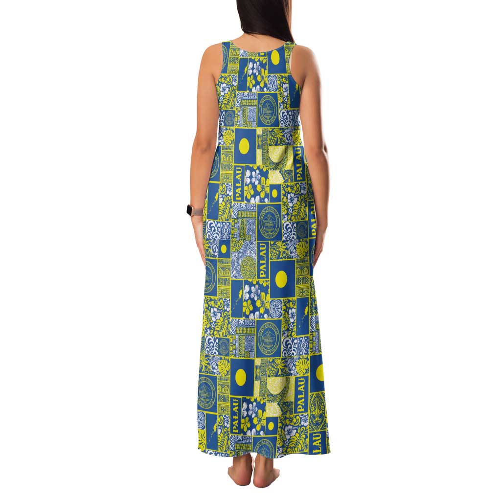 Palau Ungil Kurismas Tank Maxi Dress Pacific Patchwork Xmas Vibes - Polynesian Pride