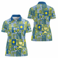 Palau Ungil Kurismas Women Polo Shirt Pacific Patchwork Xmas Vibes - Polynesian Pride