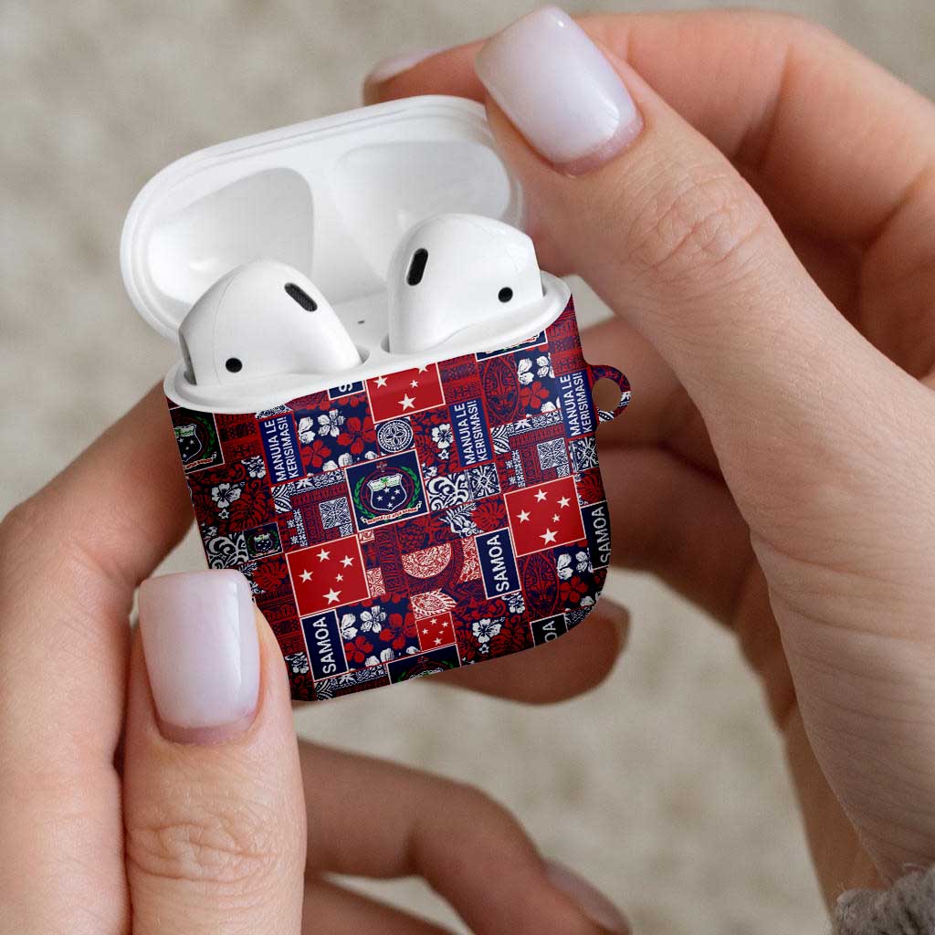 Red Samoa Manuia Le Kerisimasi AirPods Case Pacific Patchwork Xmas Vibes - Polynesian Pride