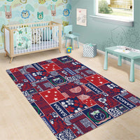 Red Samoa Manuia Le Kerisimasi Area Rug Pacific Patchwork Xmas Vibes - Polynesian Pride