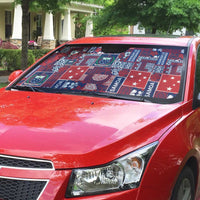 Red Samoa Manuia Le Kerisimasi Auto Sun Shade Pacific Patchwork Xmas Vibes - Polynesian Pride