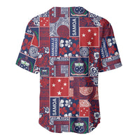 Red Samoa Manuia Le Kerisimasi Baseball Jersey Pacific Patchwork Xmas Vibes - Polynesian Pride