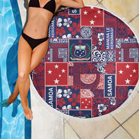 Red Samoa Manuia Le Kerisimasi Beach Blanket Pacific Patchwork Xmas Vibes - Polynesian Pride