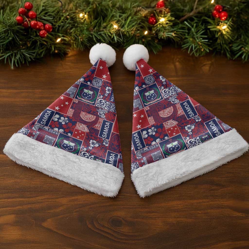 Red Samoa Manuia Le Kerisimasi Christmas Santa Hat Pacific Patchwork Xmas Vibes - Polynesian Pride