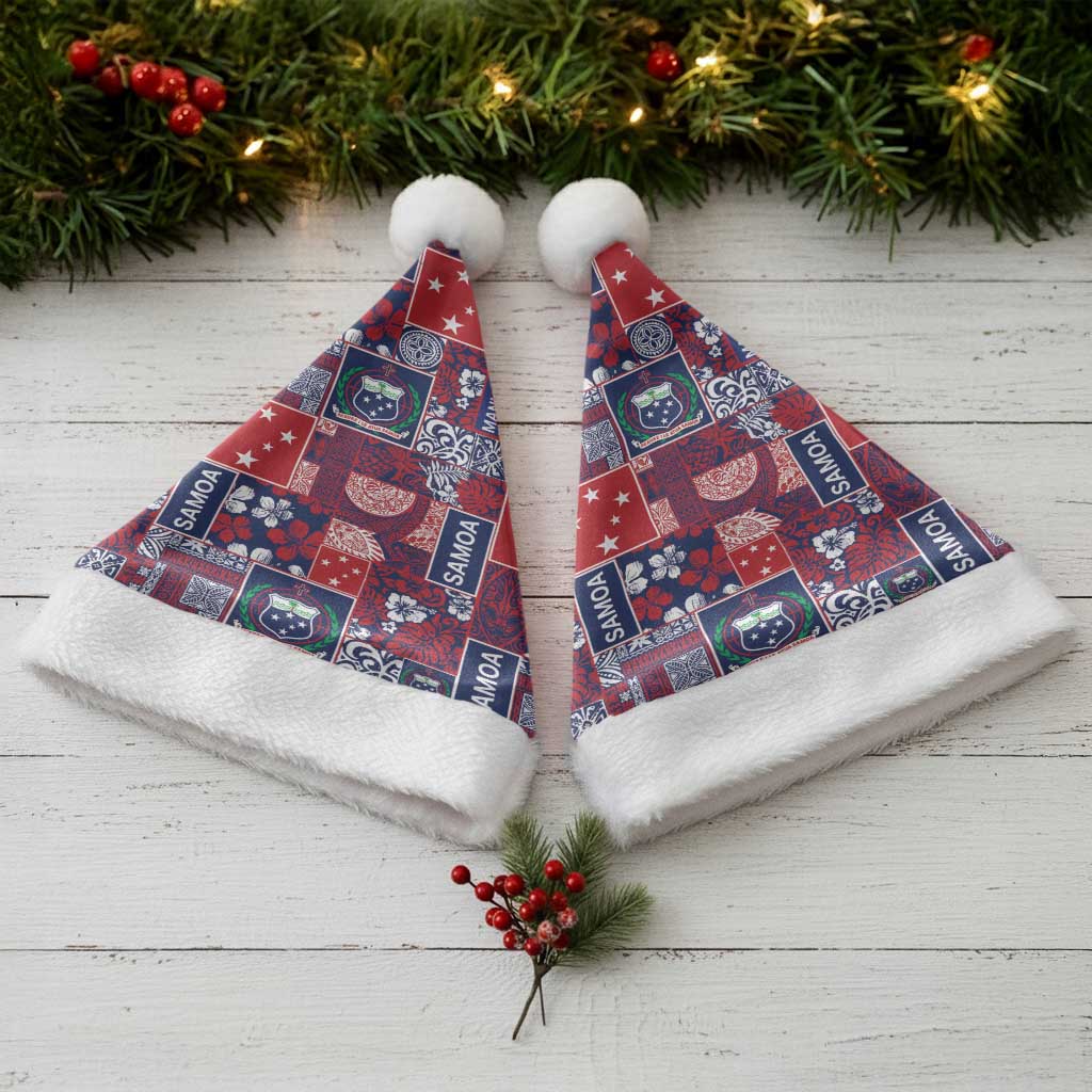 Red Samoa Manuia Le Kerisimasi Christmas Santa Hat Pacific Patchwork Xmas Vibes - Polynesian Pride