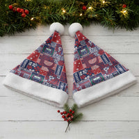 Red Samoa Manuia Le Kerisimasi Christmas Santa Hat Pacific Patchwork Xmas Vibes - Polynesian Pride