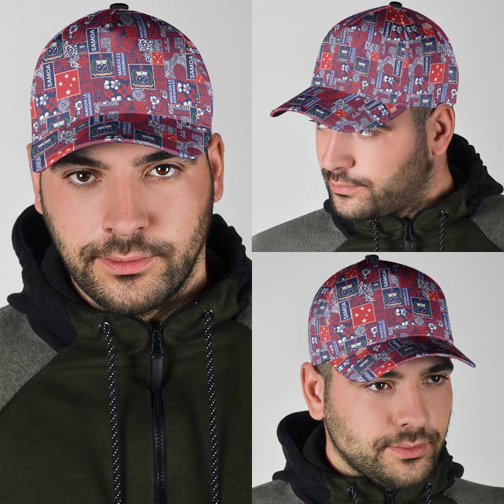 Red Samoa Manuia Le Kerisimasi Classic Cap Pacific Patchwork Xmas Vibes - Polynesian Pride