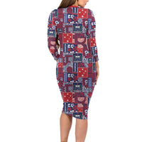 Red Samoa Manuia Le Kerisimasi Family Matching Long Sleeve Bodycon Dress and Hawaiian Shirt Pacific Patchwork Xmas Vibes LT9 - Polynesian Pride