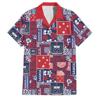 Red Samoa Manuia Le Kerisimasi Family Matching Off The Shoulder Long Sleeve Dress and Hawaiian Shirt Pacific Patchwork Xmas Vibes LT9 Dad's Shirt - Short Sleeve Red - Polynesian Pride