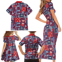Red Samoa Manuia Le Kerisimasi Family Matching Short Sleeve Bodycon Dress and Hawaiian Shirt Pacific Patchwork Xmas Vibes LT9 - Polynesian Pride