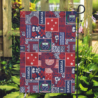 Red Samoa Manuia Le Kerisimasi Garden Flag Pacific Patchwork Xmas Vibes - Polynesian Pride