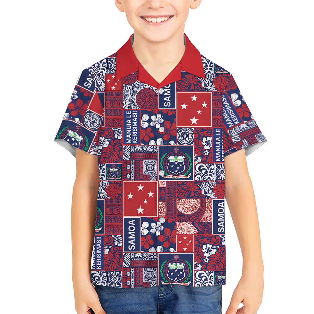 Red Samoa Manuia Le Kerisimasi Hawaiian Shirt Pacific Patchwork Xmas Vibes - Polynesian Pride