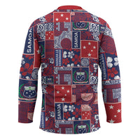 Red Samoa Manuia Le Kerisimasi Hockey Jersey Pacific Patchwork Xmas Vibes - Polynesian Pride