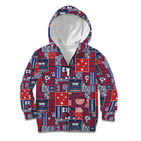 Red Samoa Manuia Le Kerisimasi Kid Hoodie Pacific Patchwork Xmas Vibes - Polynesian Pride