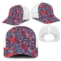 Red Samoa Manuia Le Kerisimasi Mesh Trucker Cap Pacific Patchwork Xmas Vibes - Polynesian Pride