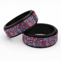 Red Samoa Manuia Le Kerisimasi Spinner Ring Pacific Patchwork Xmas Vibes - Polynesian Pride