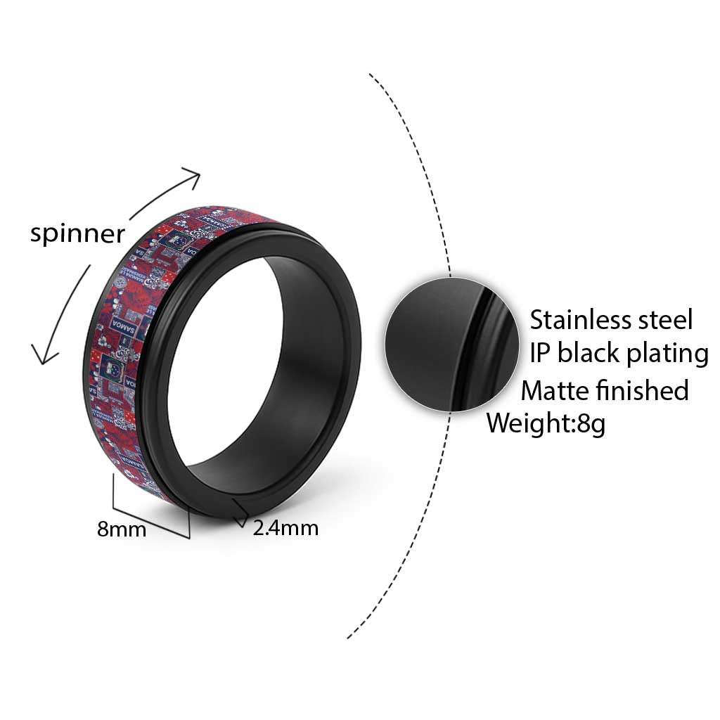 Red Samoa Manuia Le Kerisimasi Spinner Ring Pacific Patchwork Xmas Vibes - Polynesian Pride