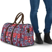 Red Samoa Manuia Le Kerisimasi Travel Bag Pacific Patchwork Xmas Vibes - Polynesian Pride