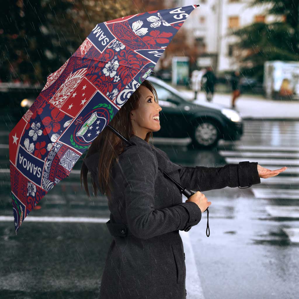 Red Samoa Manuia Le Kerisimasi Umbrella Pacific Patchwork Xmas Vibes - Polynesian Pride