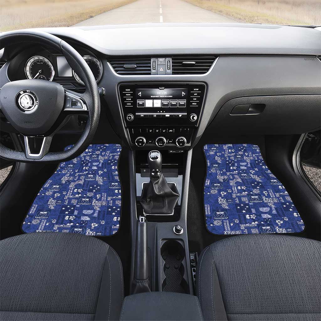 Blue Samoa Manuia Le Kerisimasi Car Mats Pacific Patchwork Xmas Vibes - Polynesian Pride