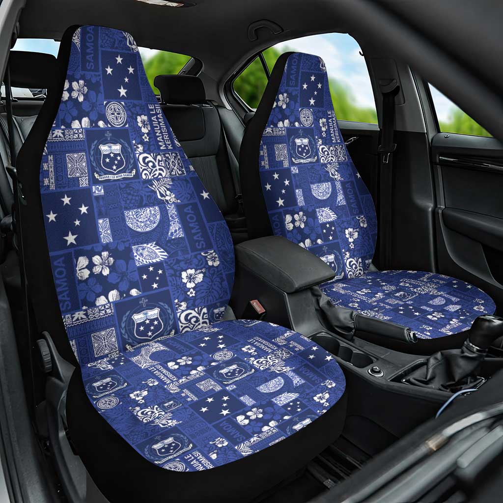 Blue Samoa Manuia Le Kerisimasi Car Seat Cover Pacific Patchwork Xmas Vibes LT9 One Size Blue - Polynesian Pride