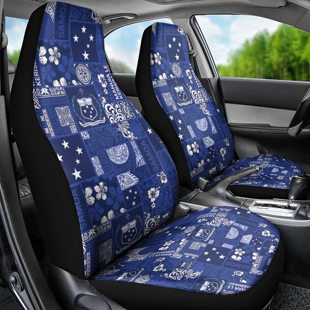 Blue Samoa Manuia Le Kerisimasi Car Seat Cover Pacific Patchwork Xmas Vibes LT9 - Polynesian Pride