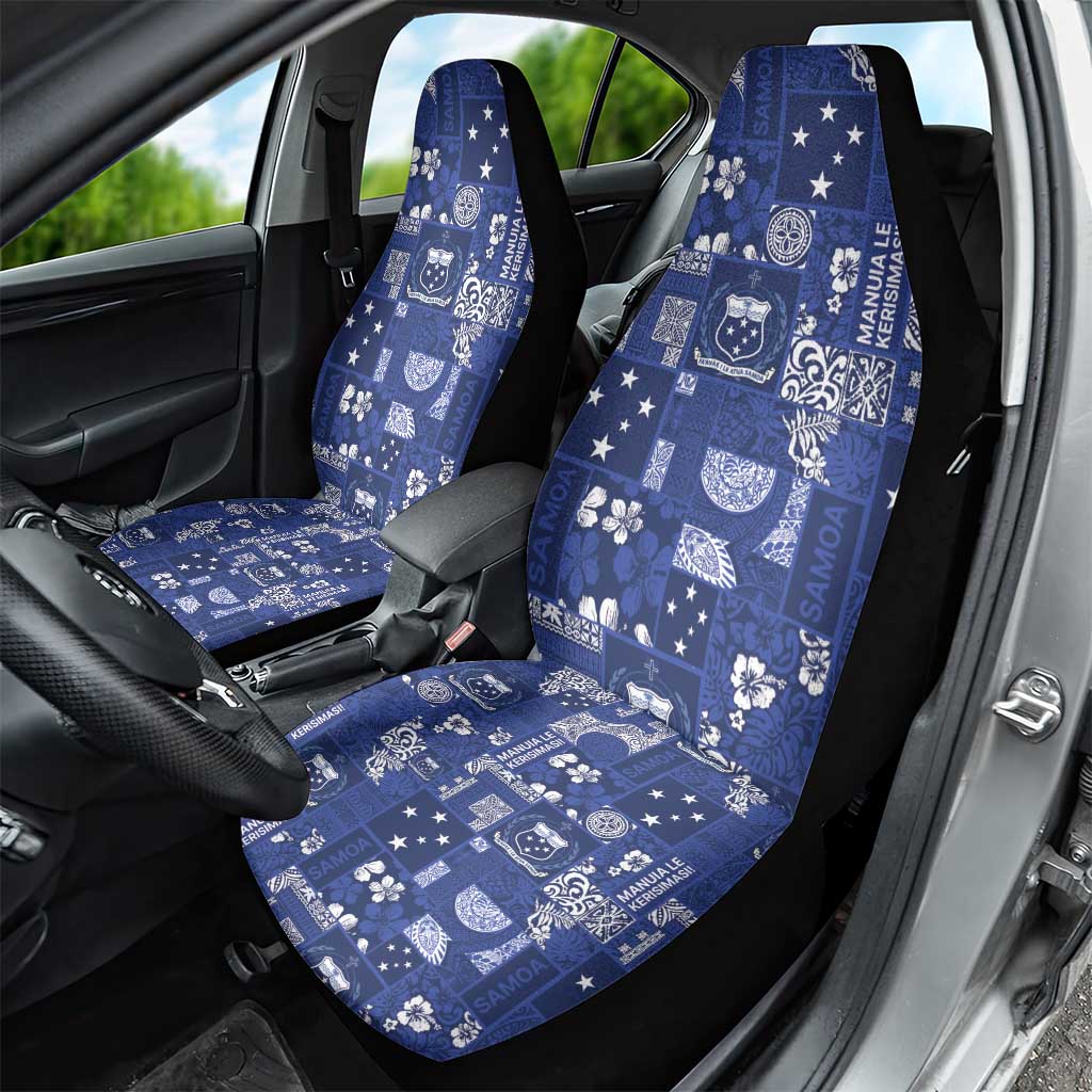 Blue Samoa Manuia Le Kerisimasi Car Seat Cover Pacific Patchwork Xmas Vibes LT9 - Polynesian Pride