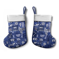 Blue Samoa Manuia Le Kerisimasi Christmas Stocking Pacific Patchwork Xmas Vibes - Polynesian Pride