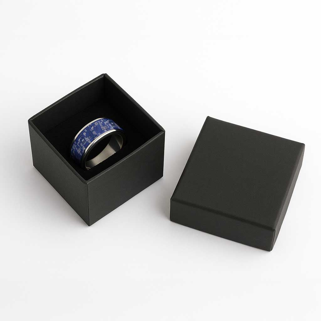 Blue Samoa Manuia Le Kerisimasi Classic Ring Pacific Patchwork Xmas Vibes - Polynesian Pride
