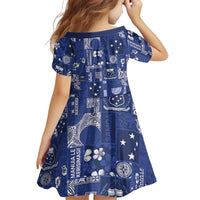 Blue Samoa Manuia Le Kerisimasi Family Matching Off The Shoulder Long Sleeve Dress and Hawaiian Shirt Pacific Patchwork Xmas Vibes LT9 - Polynesian Pride
