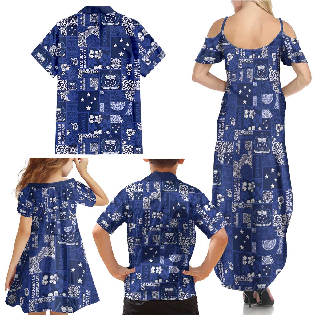 Blue Samoa Manuia Le Kerisimasi Family Matching Summer Maxi Dress and Hawaiian Shirt Pacific Patchwork Xmas Vibes LT9 - Polynesian Pride