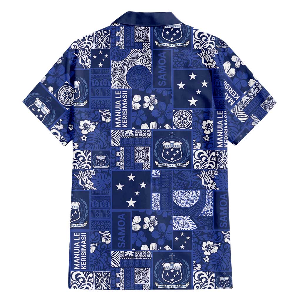 Blue Samoa Manuia Le Kerisimasi Hawaiian Shirt Pacific Patchwork Xmas Vibes LT9 - Polynesian Pride