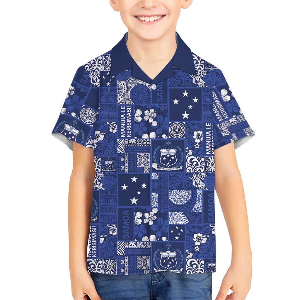 Blue Samoa Manuia Le Kerisimasi Hawaiian Shirt Pacific Patchwork Xmas Vibes LT9 - Polynesian Pride