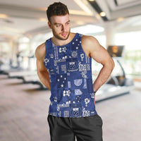 Blue Samoa Manuia Le Kerisimasi Men Tank Top Pacific Patchwork Xmas Vibes - Polynesian Pride