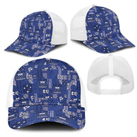 Blue Samoa Manuia Le Kerisimasi Mesh Trucker Cap Pacific Patchwork Xmas Vibes - Polynesian Pride
