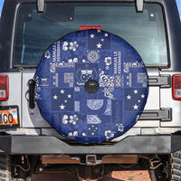 Blue Samoa Manuia Le Kerisimasi Spare Tire Cover Pacific Patchwork Xmas Vibes LT9 Blue - Polynesian Pride