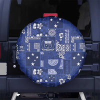 Blue Samoa Manuia Le Kerisimasi Spare Tire Cover Pacific Patchwork Xmas Vibes LT9 No hole Blue - Polynesian Pride