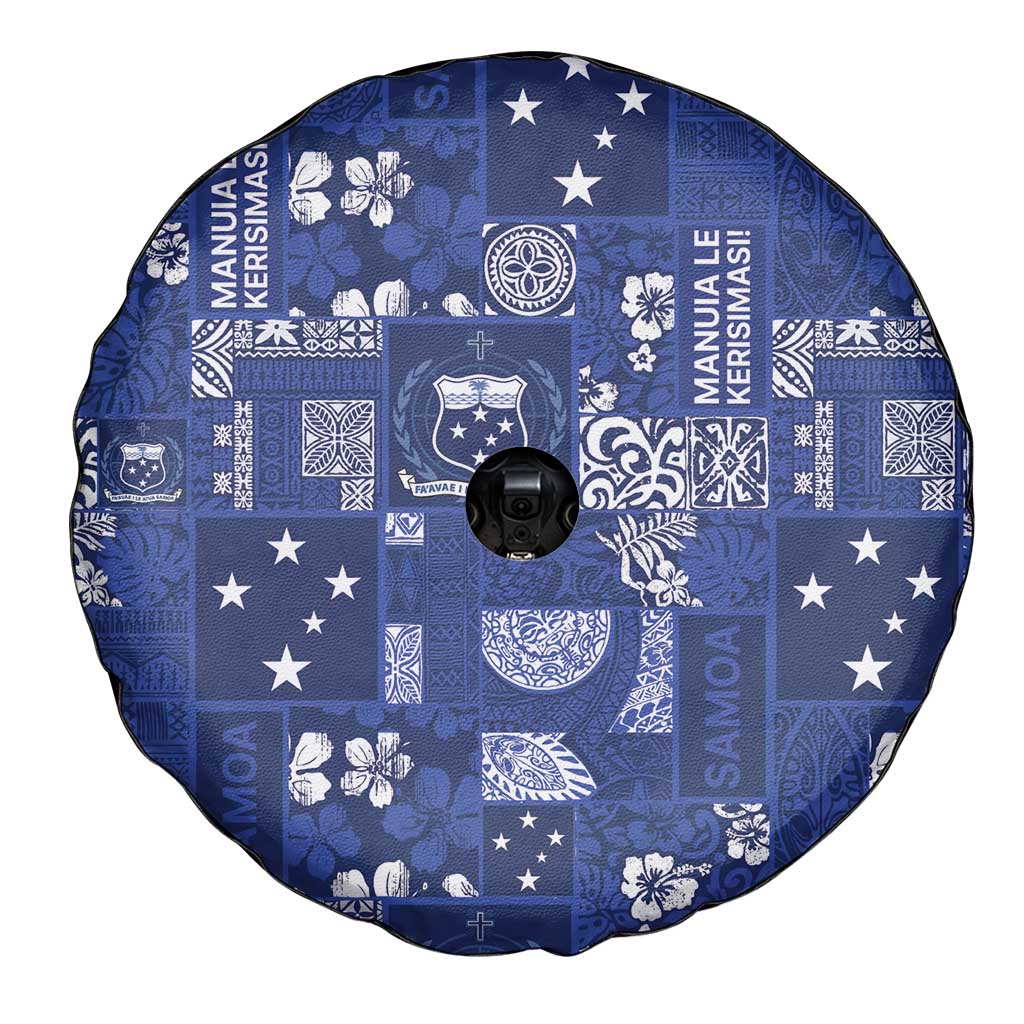 Blue Samoa Manuia Le Kerisimasi Spare Tire Cover Pacific Patchwork Xmas Vibes LT9 - Polynesian Pride
