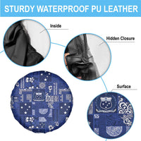 Blue Samoa Manuia Le Kerisimasi Spare Tire Cover Pacific Patchwork Xmas Vibes LT9 - Polynesian Pride